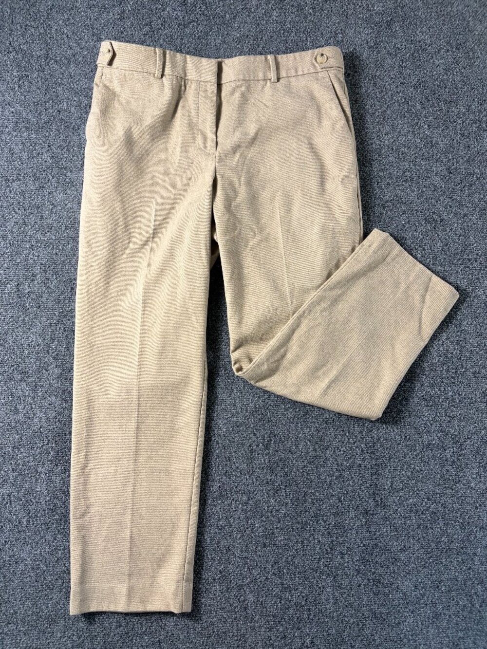 LOFT Straight Leg Cream Pants Comfortable & Professional Elastic Waist Band Sz L